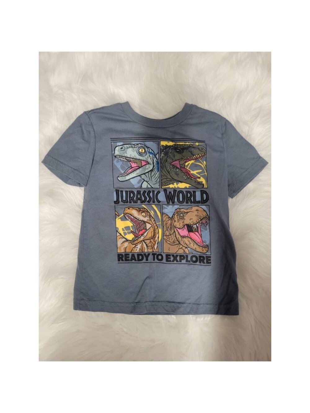 Jumping Beans Dinosaur Jurassic Pack Gray Short Sleeve Graphic Tee Boys Size 4